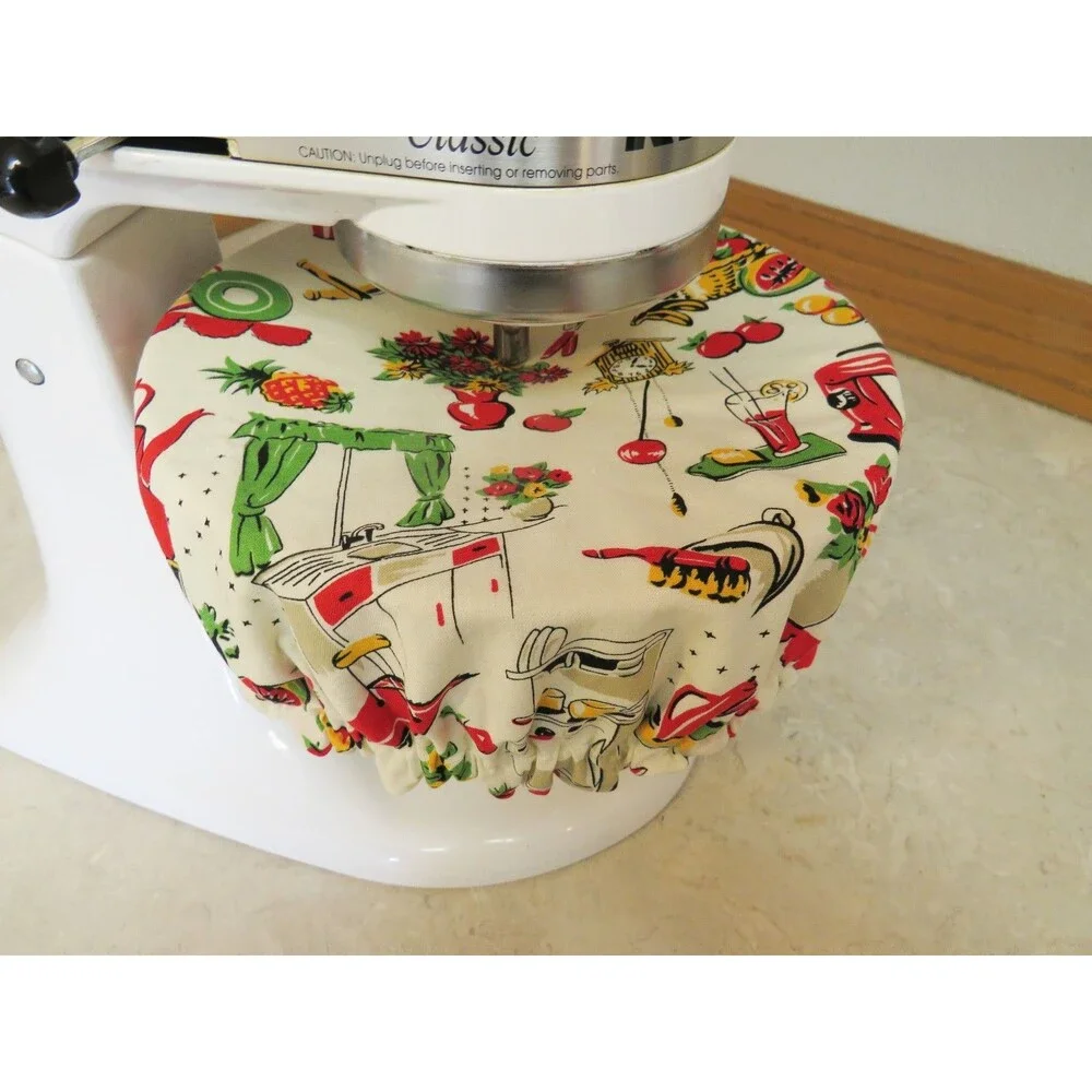Kitchenaid Bowl Cover Reversible Retro Vintage Kitchen and Green Gingham
